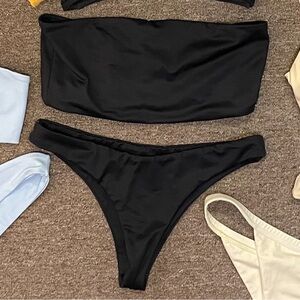 Elegant Black Bandeau Bikini Set